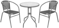 ST LEISURE EQUIPMENT Balkonová souprava BRENDA, šedá, stůl 72x59 cm, 2x židle 60x71 cm
