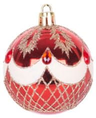 MagicHome Vánoční koule, 9 ks, červené s ozdobou, na vánoční stromek, 6 cm