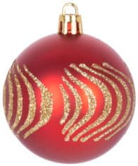 MagicHome Vánoční koule, sada, 21 ks, 6 cm, červená, špice, na vánoční stromek