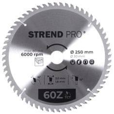 Strend Pro TCT 250x3,0x30/20 mm 60T, pilový kotouč na dřevo, SK plátky