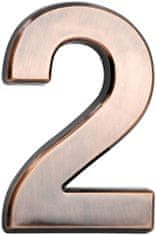 MagicHome "2" domovní číslo, s lepicí páskou, bronz, se štítkem, 70x100 mm, ABS