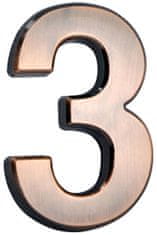 MagicHome "3" domovní číslo, s lepicí páskou, bronz, se štítkem, 70x100 mm, ABS