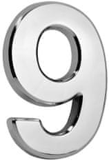 MagicHome "9" domovní číslo, s lepicí páskou, stříbrné, se štítkem, 70x100 mm, ABS