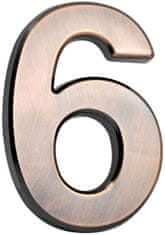 MagicHome "6" domovní číslo, s lepicí páskou, bronz, popisné, 70x100 mm, ABS