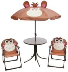 ST LEISURE EQUIPMENT Zahradní set LEQ MELISENDA Mono, opice, slunečník 105 cm, stůl 50 cm, 2 židle. Dětský
