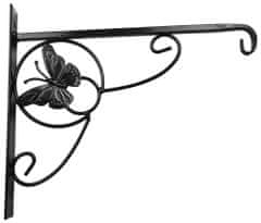 Strend Pro Věšák Strend Pro, držák, na květináč, dekorativní s motýlem, kov, 28x28 cm