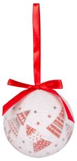MagicHome Vánoční koule, se stromečky, 6 ks, 7,5 cm, červená/bílá, na vánoční stromeček