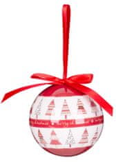 MagicHome Vánoční koule, se stromečky, 6 ks, 7,5 cm, červená/bílá, na vánoční stromeček