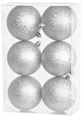 MagicHome Vánoční koule, 6 ks, stříbrné, na vánoční stromek, 8 cm