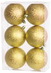 MagicHome Vánoční koule, 6 ks, zlaté, na vánoční stromek, 8 cm