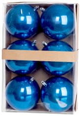 MagicHome Vánoční koule, 6 ks, modrá, perleťová, na vánoční stromek, 10 cm