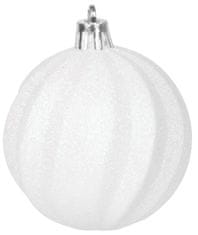 MagicHome Vánoční koule, sada, 15 ks, 3,5-6-8 cm, bílo-stříbrná, na vánoční stromek