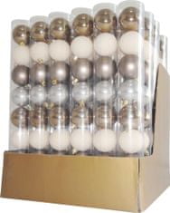 MagicHome Vánoční koule, 8 ks, bílo-stříbrno-bronzové, na vánoční stromek, 5 cm, Sellbox 36 trubiček (36 bal)