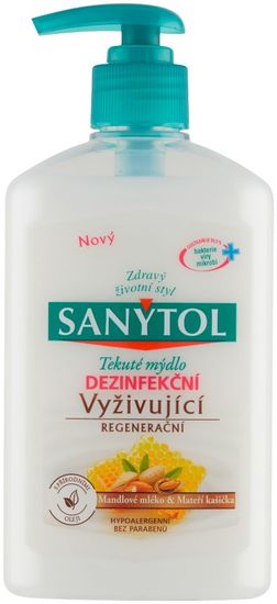 Sanytol mýdlo, tekuté, dezinfekční, vyživující, mandlové mléko, 250 ml