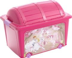 Box s víkem KIS W Box Princess, 50 l, růžový, 39x57x43 cm, s kolečky