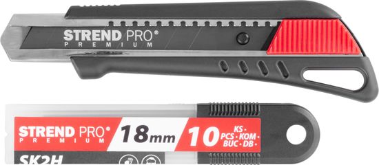 STREND PRO PREMIUM Nůž Premium FD781, BlackMatt, SoftTouch, 18 mm, odlamovací, + 10 čepelí, sada