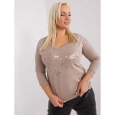 RELEVANCE Dámská halenka plus size z bavlny AWR tmavě béžová RV-BZ-9107.94_404994 Univerzální