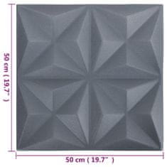 Vidaxl 3D nástěnné panely 12 ks 50 x 50 cm origami šedé 3 m²