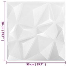 Vidaxl 3D nástěnné panely 12 ks 50 x 50 cm diamant bílé 3 m²