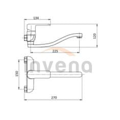 Invena Dřezová baterie nástěnná siros, černá, černá (BC-90-004-A)