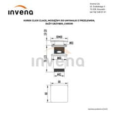 Invena Universal, mosazná umyvadlová zátka click-clack, hranatá, chrom (SC-B1-140-L)