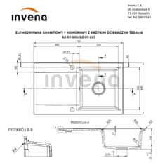 Invena Granitový dřez tesalia dlouhý odkap, černý s automatickým sifonem, chrom (AZ-01-043-B)