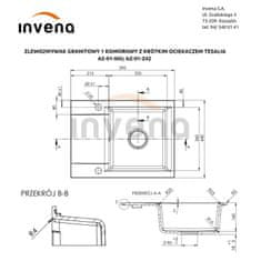 Invena Granitový dřez tesalia krátký odkap, černý s automatickým sifonem, chrom (AZ-01-042-B)