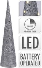 STREFA Osvětlení PYRAMIDA 80cm s 40LED a časovačem stříbrná
