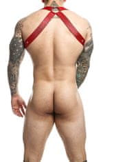 SvenjoymentUnderwear MOB DNGEON Crossback Harness (Red), pánský postroj na tělo a penis