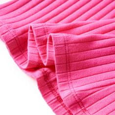 Vidaxl Dětské tričko s dlouhým rukávem žebrovaný úplet jasně růžové 140