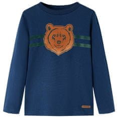 Vidaxl Dětské tričko s dlouhým rukávem Medvěd námořnicky modré 128