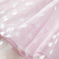 Vidaxl Dětské šaty s volánky s potiskem lesklých srdíček světle růžové 104