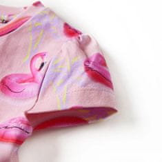 Vidaxl Dětské šaty potisk nafukovacího kruhu plameňáka světle růžové 104