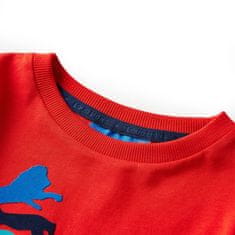 Vidaxl Dětské tričko s dlouhým rukávem Divoká zvířata červené 116