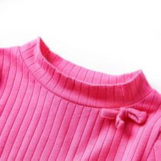 Vidaxl Dětské tričko s dlouhým rukávem žebrovaný úplet jasně růžové 140