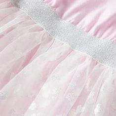 Vidaxl Dětské šaty s volánky s potiskem lesklých srdíček světle růžové 116