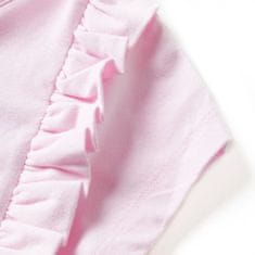 Vidaxl Dětské šaty s volánky s potiskem lesklých srdíček světle růžové 140