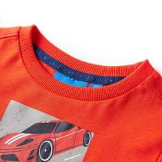 Vidaxl Dětské tričko s dlouhým rukávem Závodní auta jasně oranžové 128