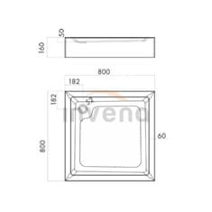 Invena Sprchová vanička čtverec 80 x 80, 16, bez sifonu(AK-80-K83-P)