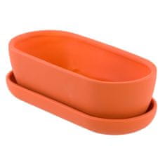 botle Keramický květináč moderní barvy Matte Orange 27,5 cm Oválný na kaktusy