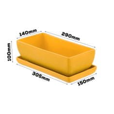 botle Keramický květináč moderní barva Matte Yellow 29 cm Obdélníkový na kaktusy