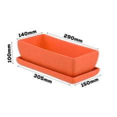 botle Keramický květináč moderní barva Matte Orange 29 cm Obdélníkový na kaktusy