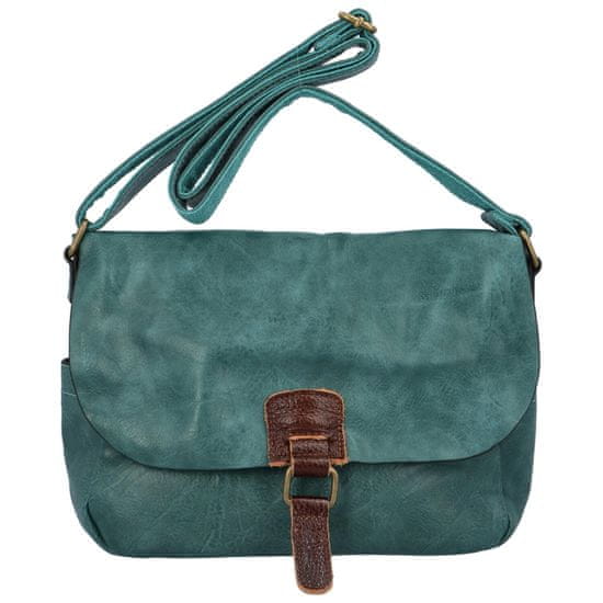 Paolo Bags Výrazná dámská koženková crossbody Santara, zelenomodrá