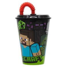 Stor Plastový pohár s víkem a brčkem MINECRAFT 430ml, 40430