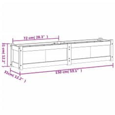 Vidaxl Zahradní truhlík bílý 150 x 31 x 31 cm masivní borové dřevo