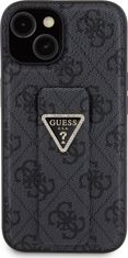 Guess PU Grip Stand 4G Strass Triangle Metal Logo Zadní Kryt pro 15 Black