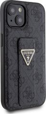 Guess PU Grip Stand 4G Strass Triangle Metal Logo Zadní Kryt pro 15 Black