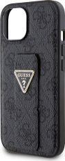 Guess PU Grip Stand 4G Strass Triangle Metal Logo Zadní Kryt pro 15 Black