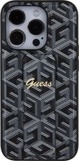 Guess PU Grip Stand G Cube Zadní Kryt pro 15 Pro Max Black