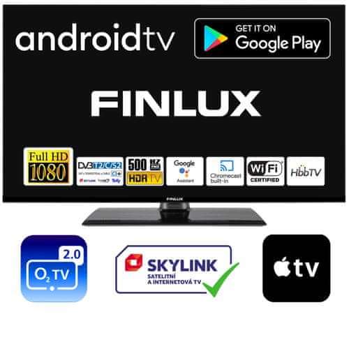 Finlux 32FFF5671 smart televize android LED 32 palců operační systém Android HbbTV červené tlačítko skylink bluetooth Wi-Fi USB fastscan